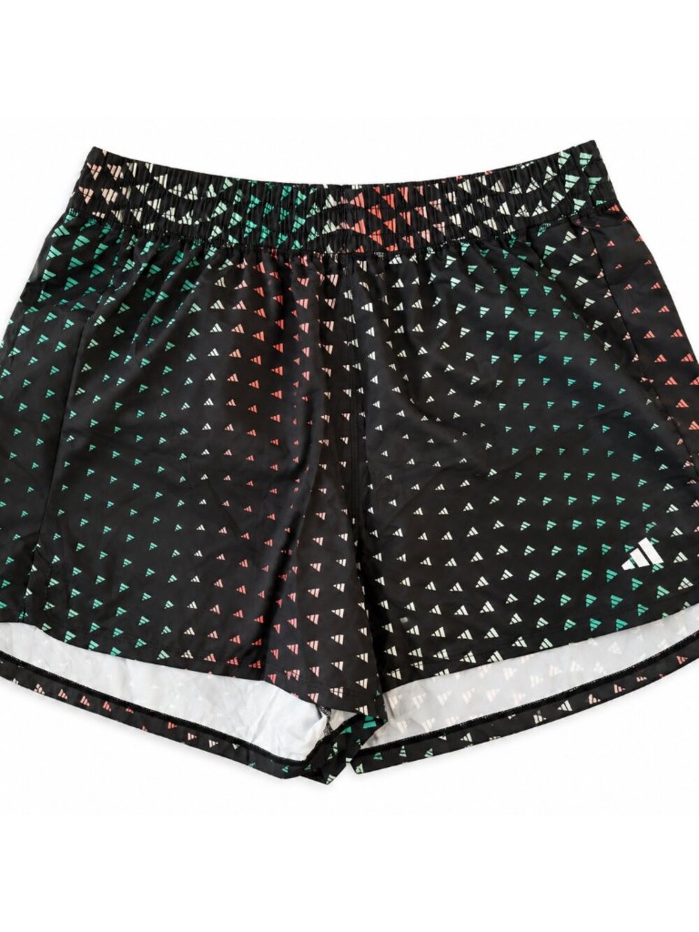adidas Women's Brand Love Woven Pacer Shorts Black Geometric Triangle Print 2XL